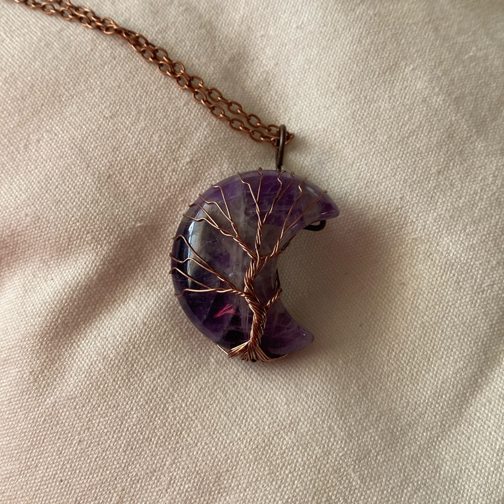 Amethyst tree of life necklace